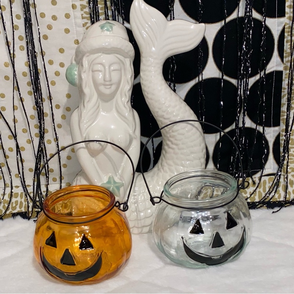 HALLOWEEN 🎃 PUMPKIN HANGING GLASS JARS DECOR HOME GOODS